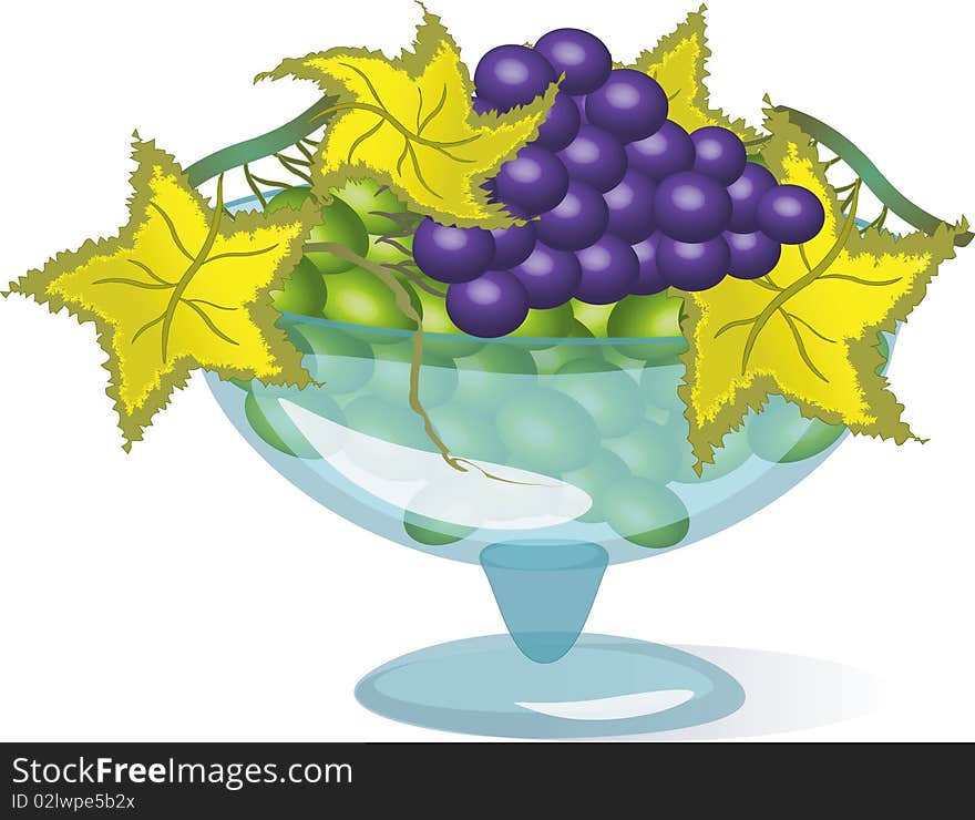 Glass Vase With Grapes.