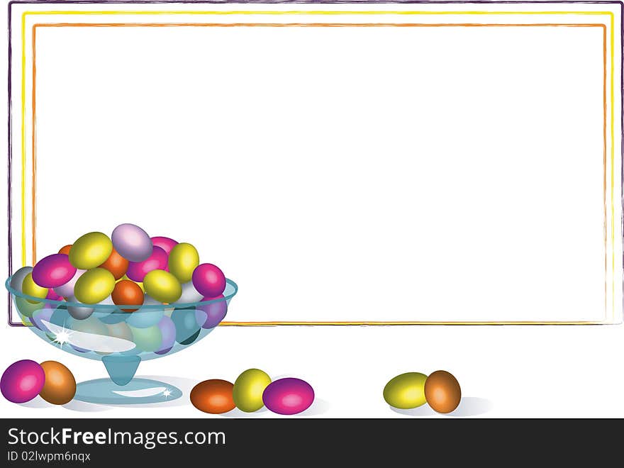 Glass vase with varicolored ester eggs. Glass vase with varicolored ester eggs.