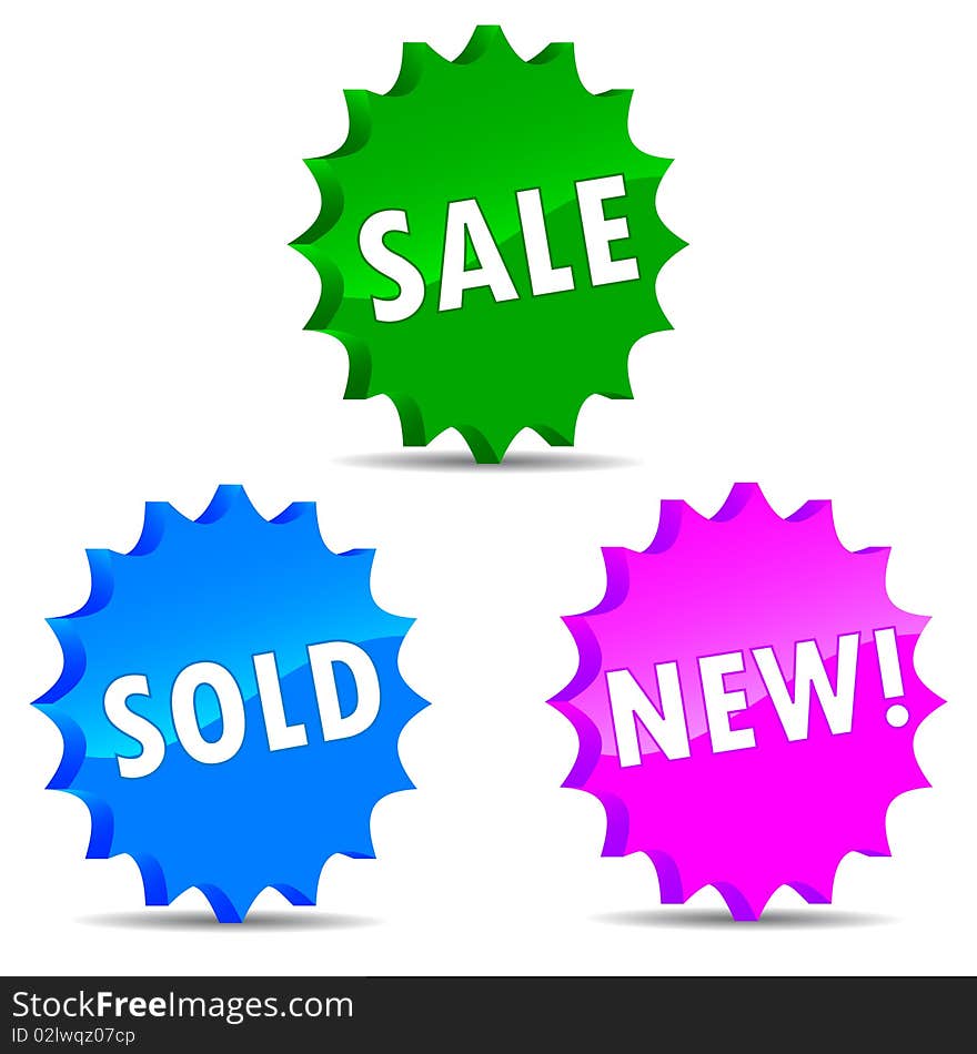 Set sale labels on white background