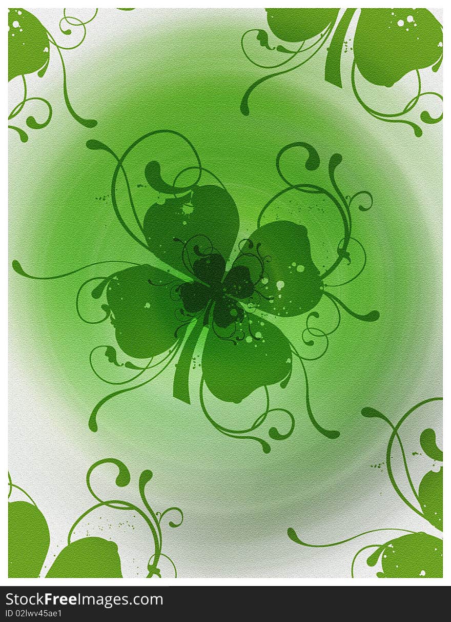 Illustration of invitation card with shamrock background