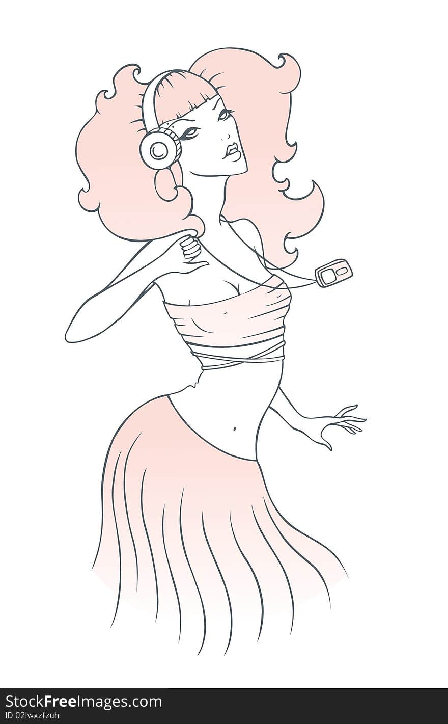 Dancing summer girl  illustration. Dancing summer girl  illustration