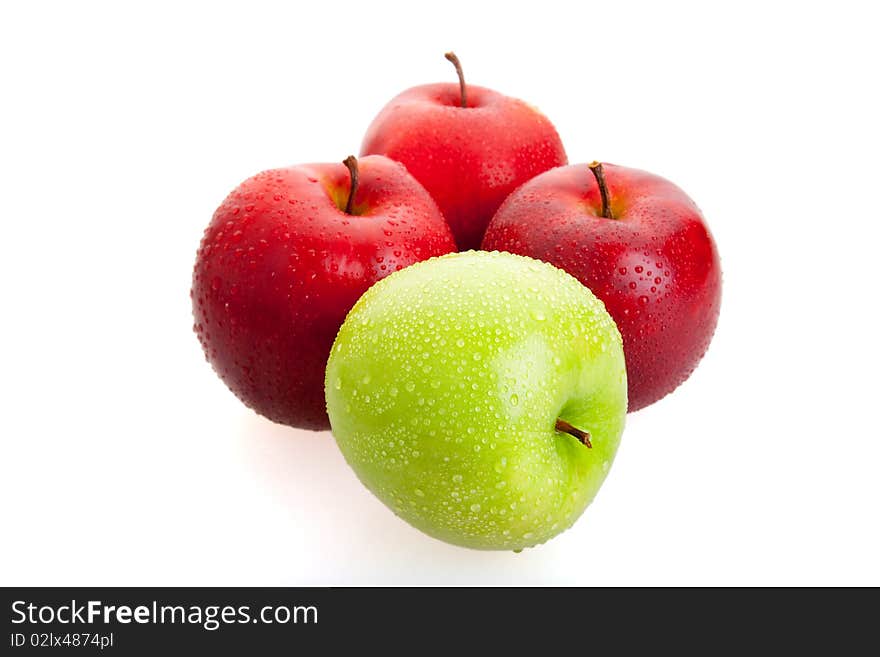 Big red and green juicy sweet apples with water drops (at 10Mps). Big red and green juicy sweet apples with water drops (at 10Mps)