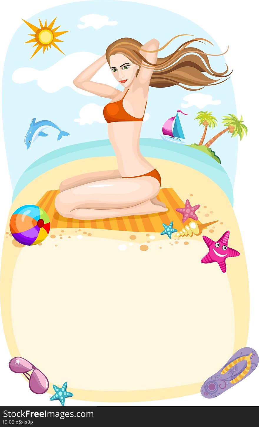 vector Illustration of a beach card