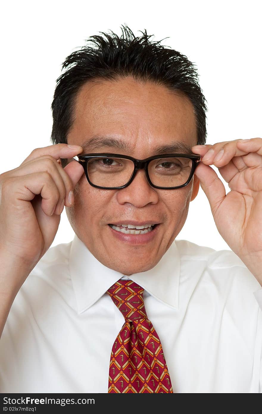 Businessman Tests Eyeglasses