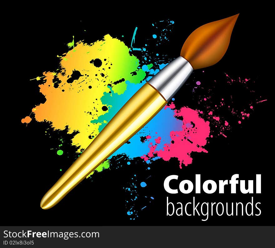 Vector brush on color background