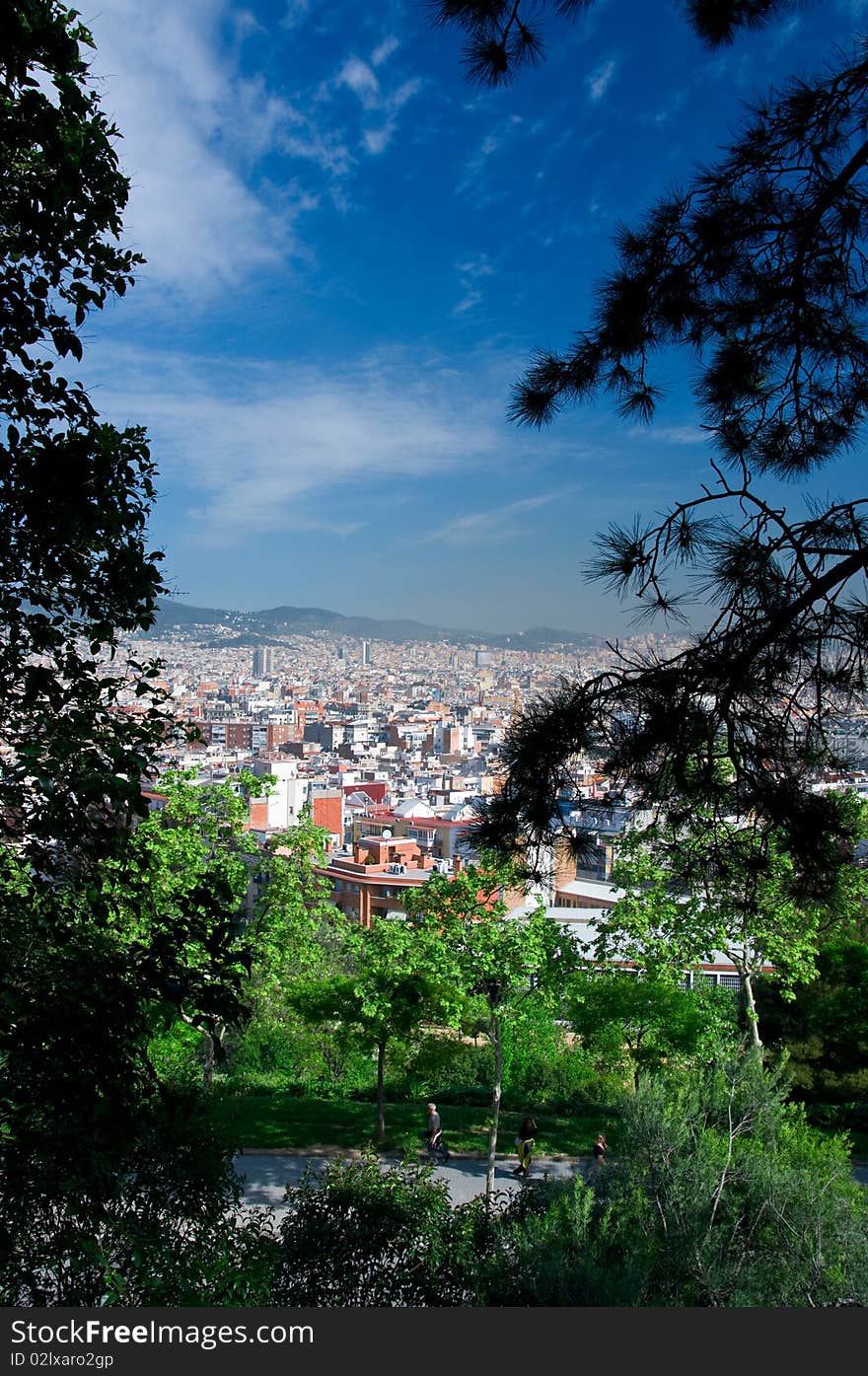 Barcelona view from Montjuic hill