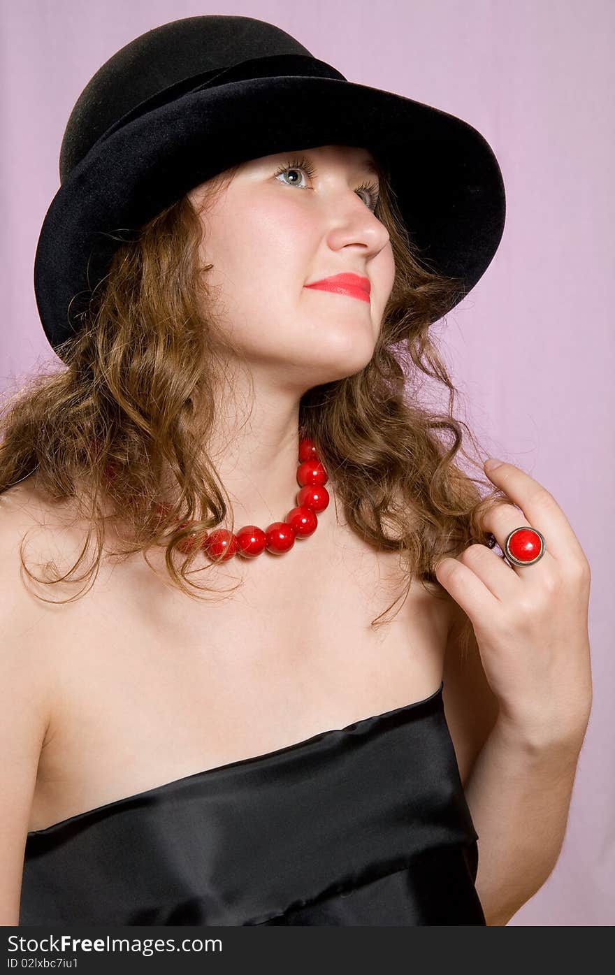 Portrait of attractive woman in hat