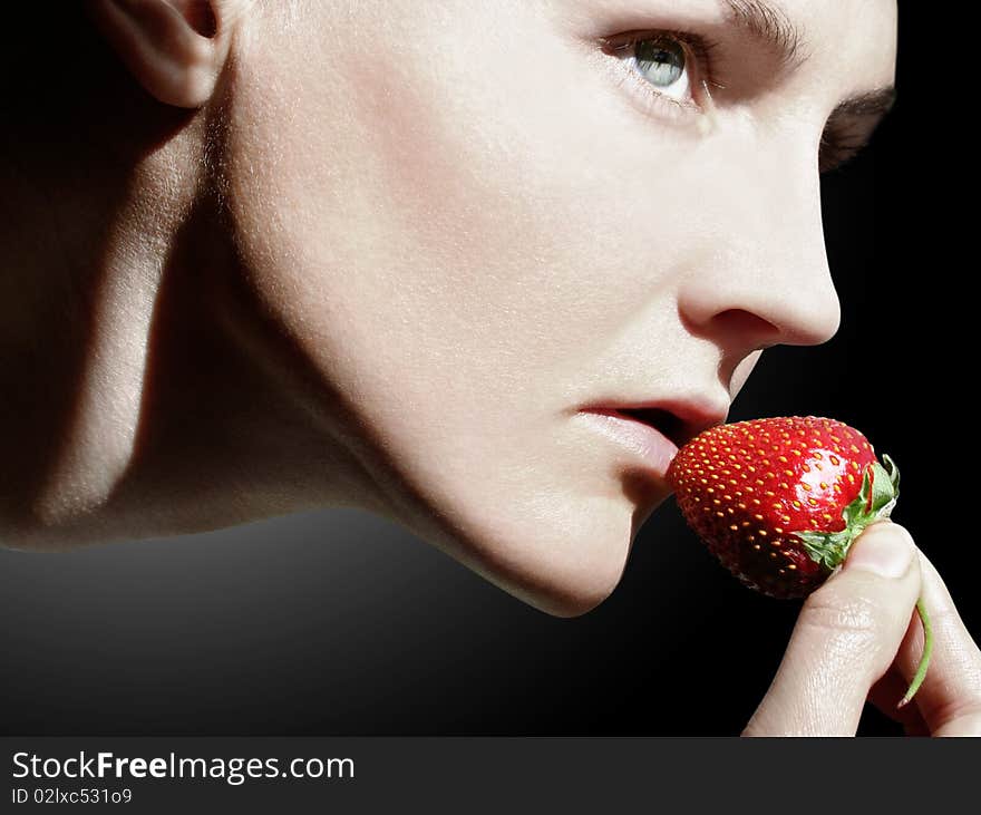 Woman and Strawberry