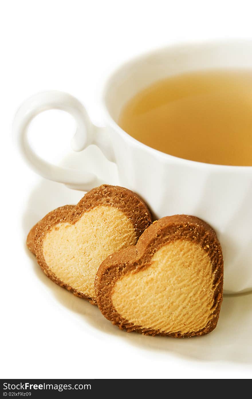 Green Tea And Heart Shaped Biscuits