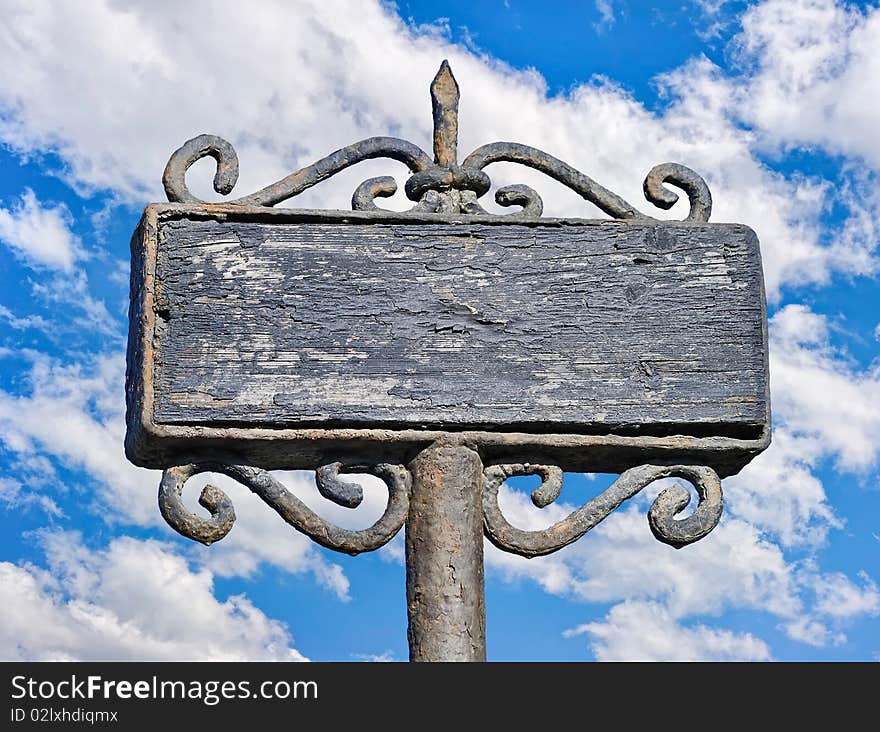 Empty old banner with sky on background