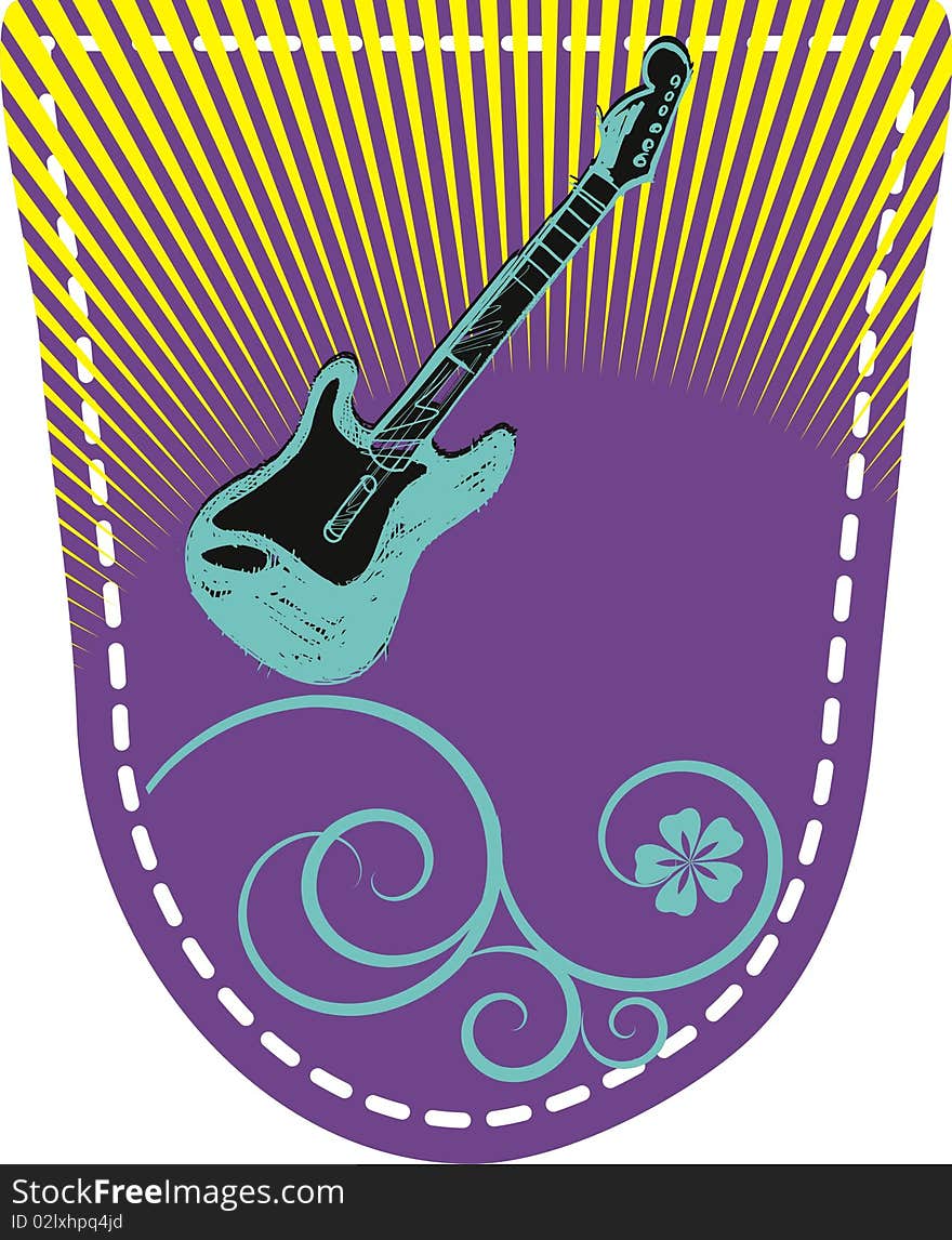 Coat of arms with guitar graphic design. Coat of arms with guitar graphic design