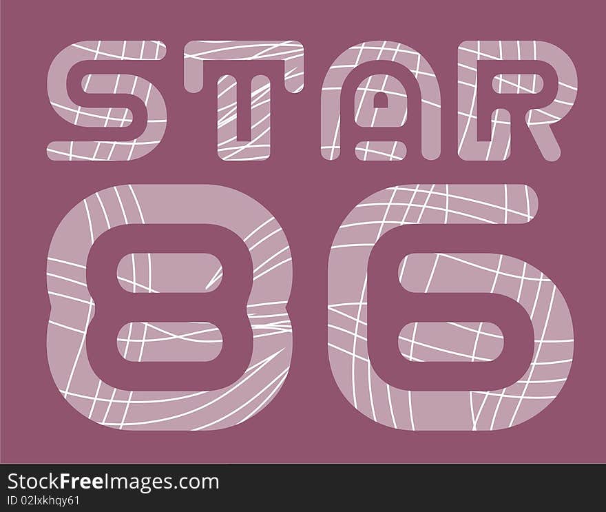 86 text figures and stars of the T-shirt graphic design. 86 text figures and stars of the T-shirt graphic design