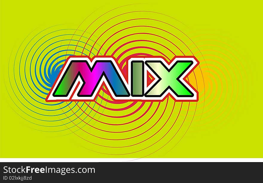 Yellow striped ring above the ground, and the graphic design, mixed color paper. Yellow striped ring above the ground, and the graphic design, mixed color paper