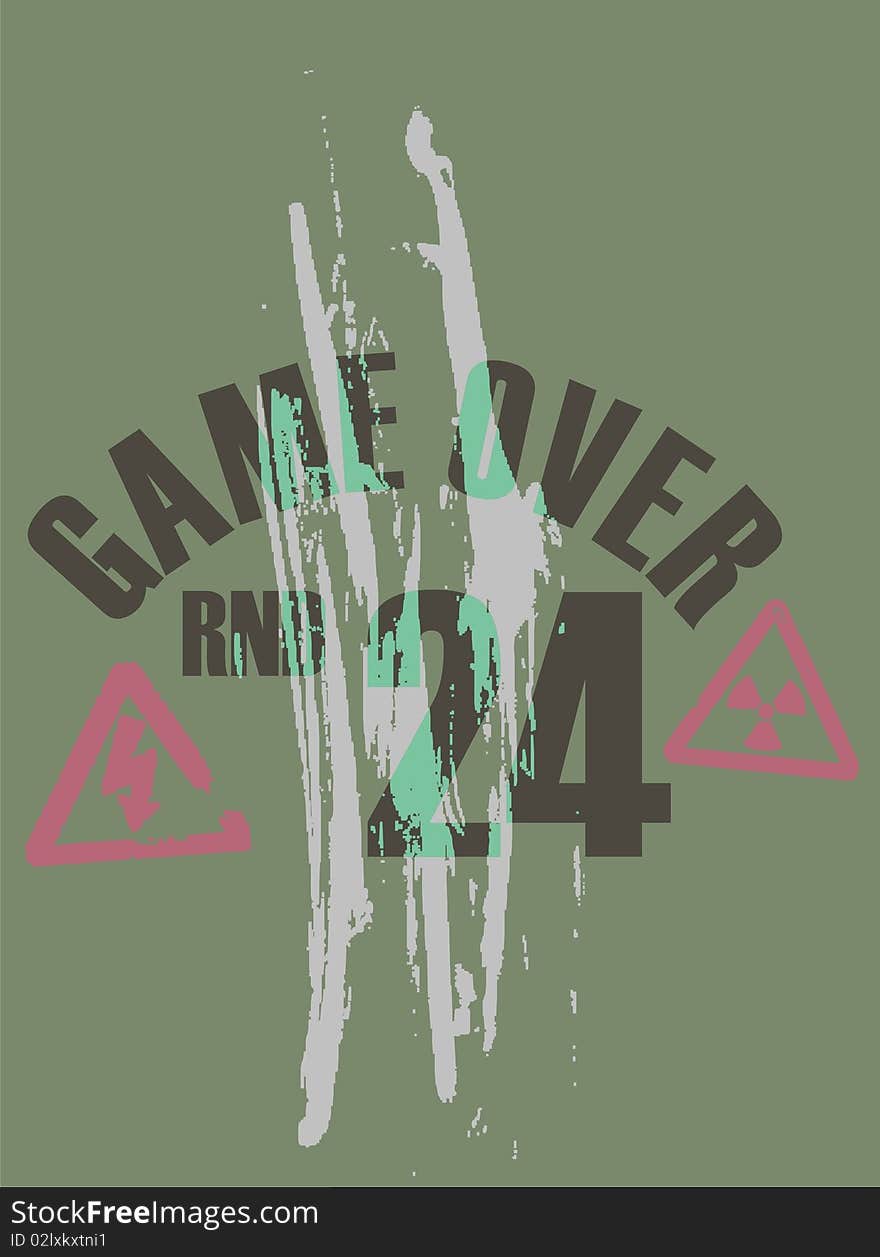 Game Over T-shirt with writing brush painting and graphic design