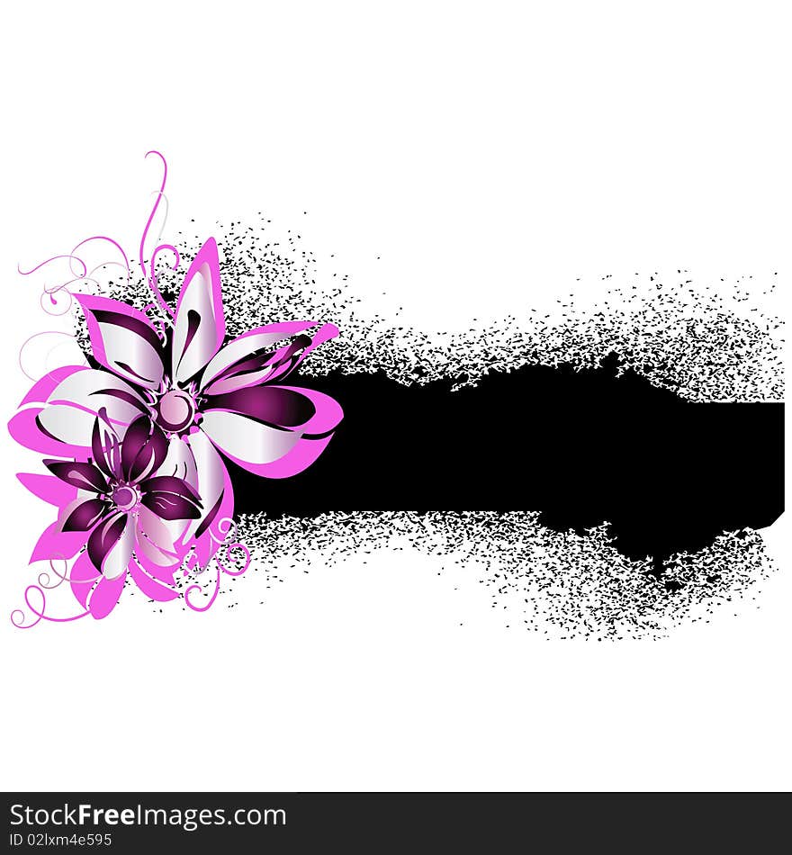 Grunge a banner with flower elements. Vector