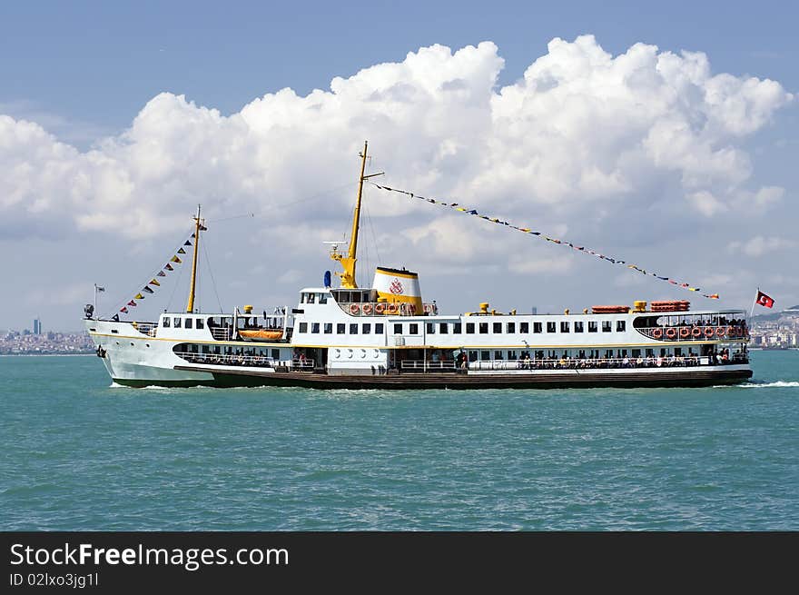 Passenger boat in the Bosphorus, Istanbul, Turkey. Passenger boat in the Bosphorus, Istanbul, Turkey