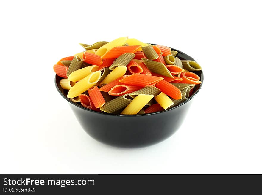 Colored Pasta In Black Bowl