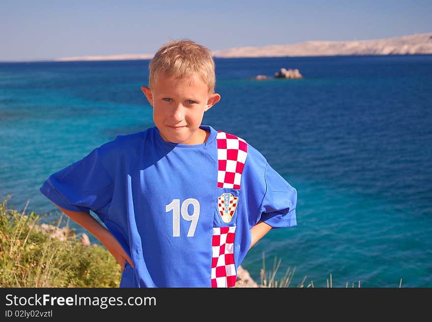 A boy on Adriatic sea in Croatia. A boy on Adriatic sea in Croatia