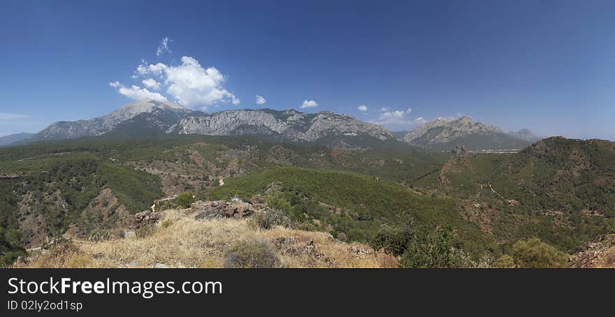 Panoramic view of the Tahtali mountain. Panoramic view of the Tahtali mountain