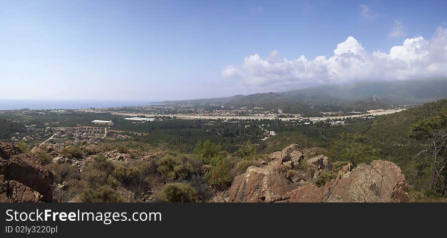 Panoramic view on the seacost from the mountain, Chamuva, Turkey