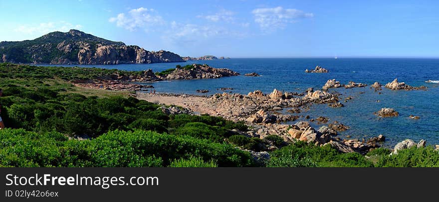 Coast in Sardinia with beautiful sea