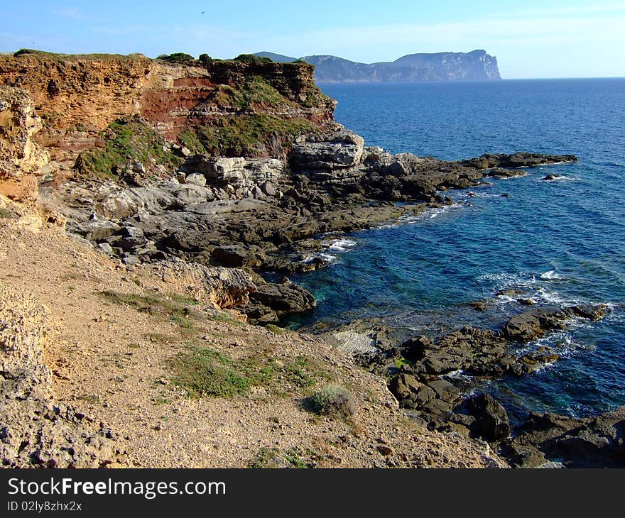 Coast in Sardinia with beautiful sea