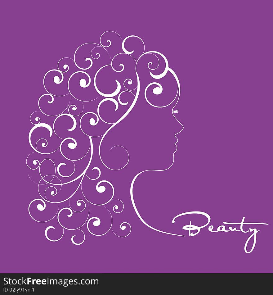 Woman  with coils and spirals for curls. Woman  with coils and spirals for curls