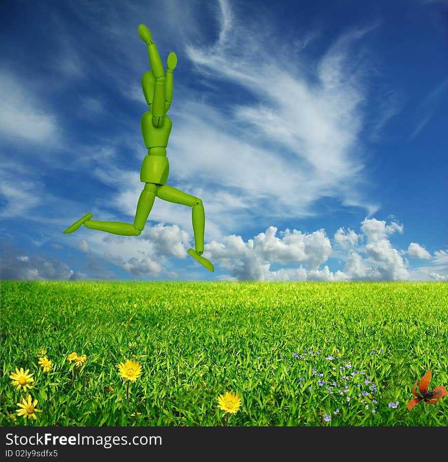 Jumping wooden dummy