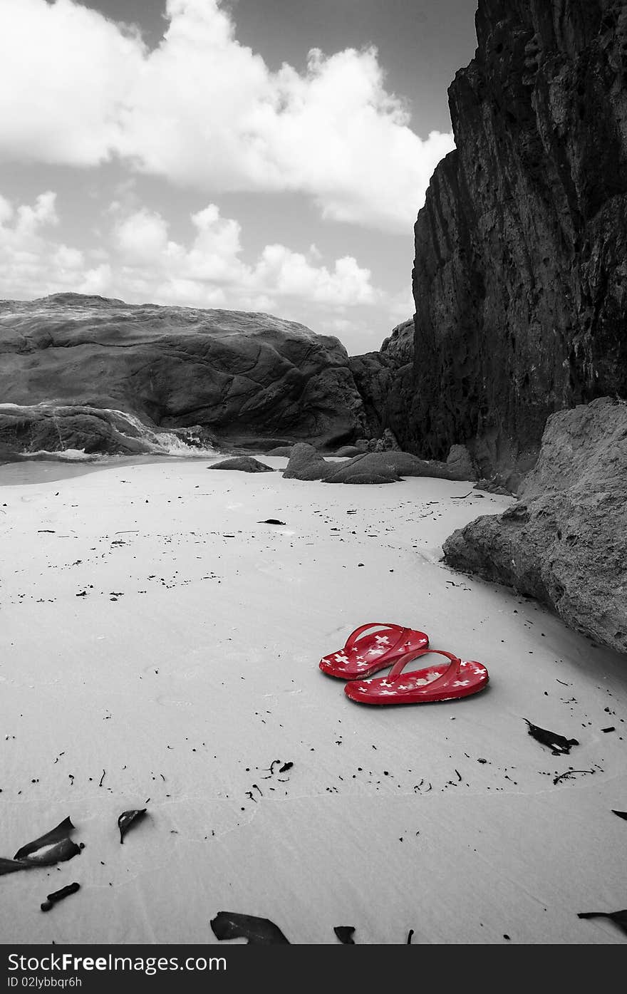 Sandals on beach