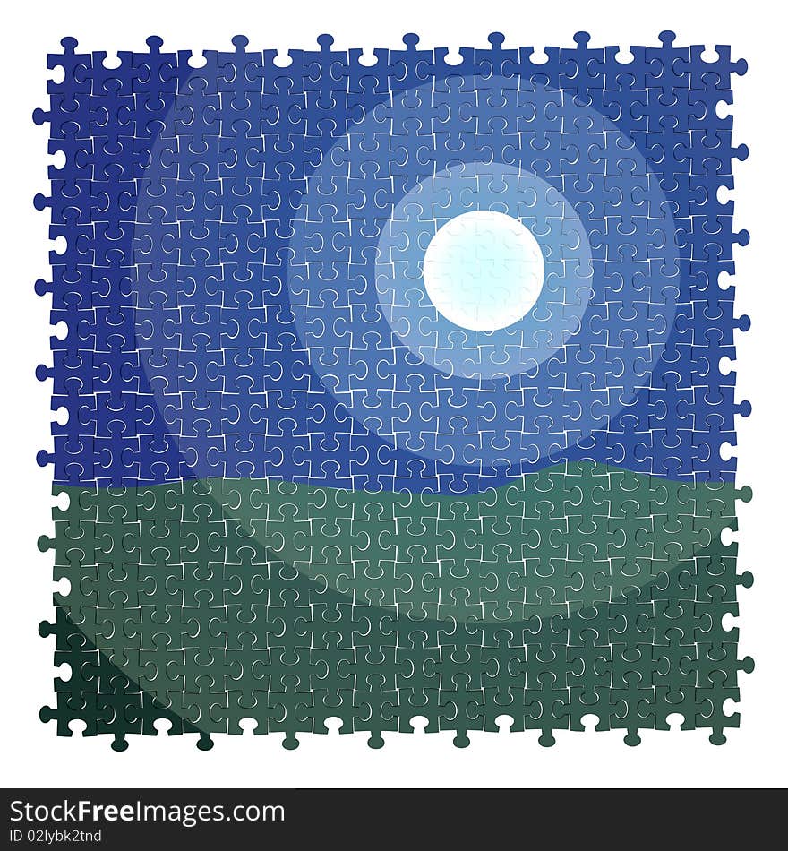 Puzzle depicting a moonlit night