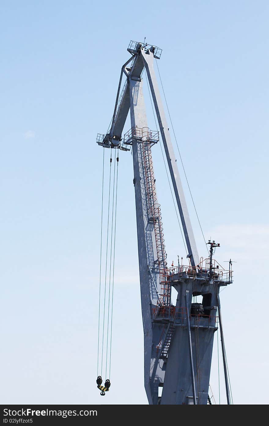 Sea port silhouette on blue sky