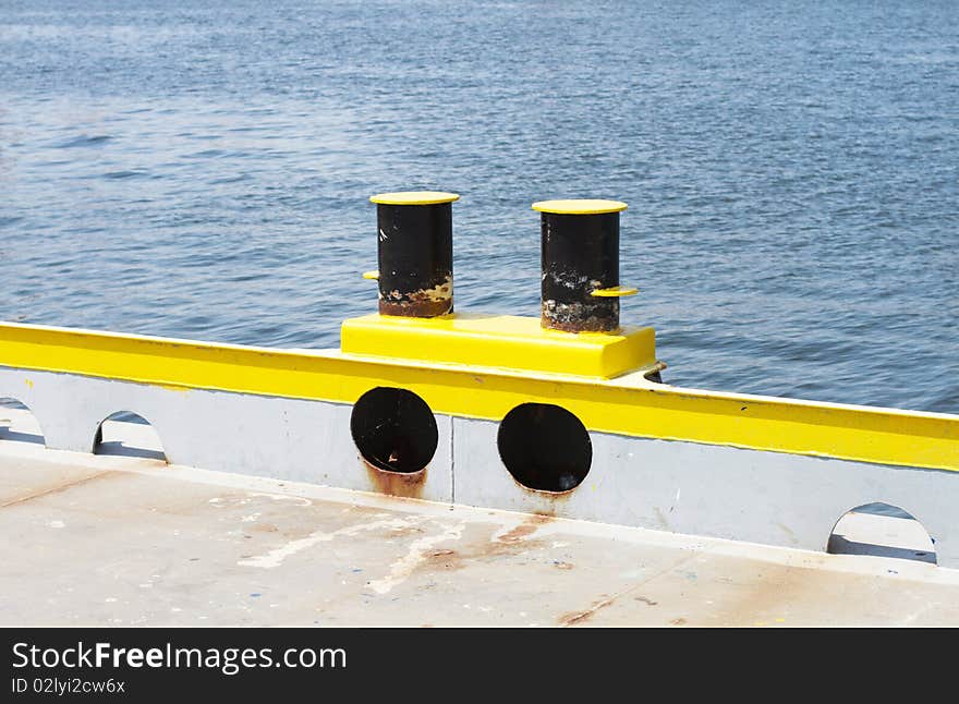 Mooring bollard on the sea