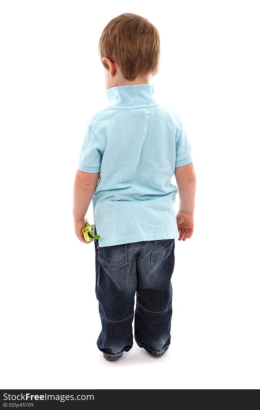 Young Boy Facing Away  From Camera in smart casual Clothes. Young Boy Facing Away  From Camera in smart casual Clothes