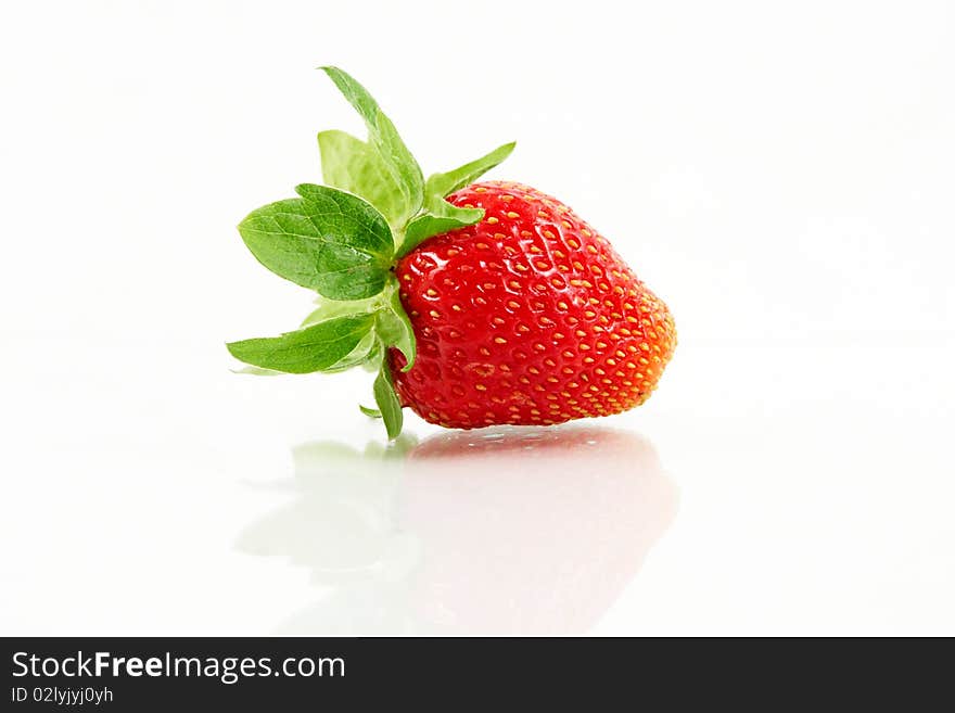 A one strawberry on white