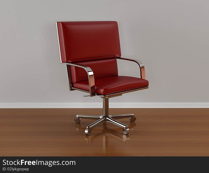 Red office chair in room