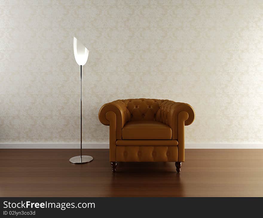 Lamp near a comfortable chair. Lamp near a comfortable chair