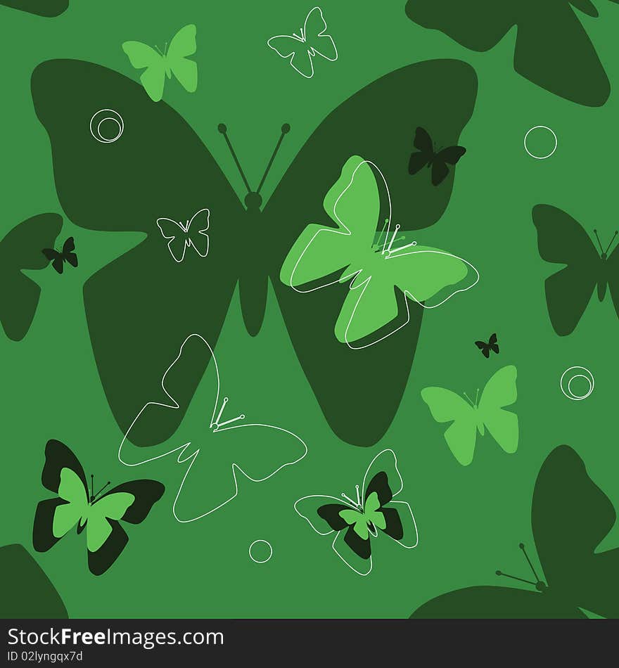 Seamless green background with butterfly. Seamless green background with butterfly