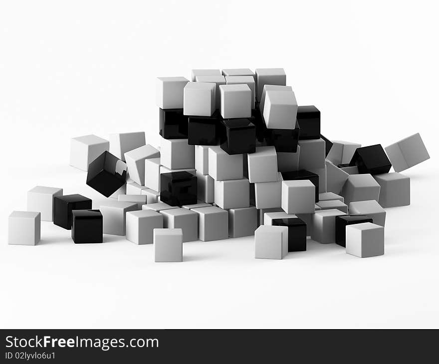 A 3d cube on a white background