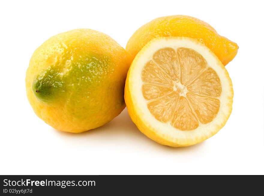 Three lemons isolated on a white background. Three lemons isolated on a white background