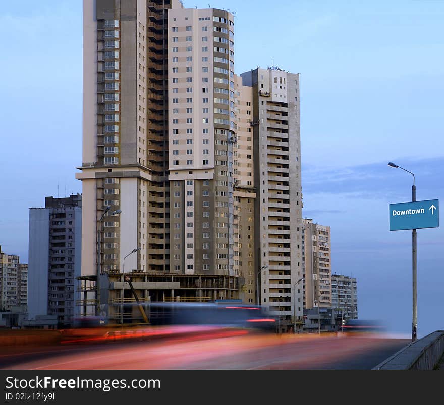 Building estate in microdistrict of Kyiv at evening time. Building estate in microdistrict of Kyiv at evening time