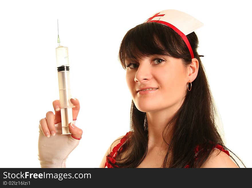 young nurse isolated on white. young nurse isolated on white