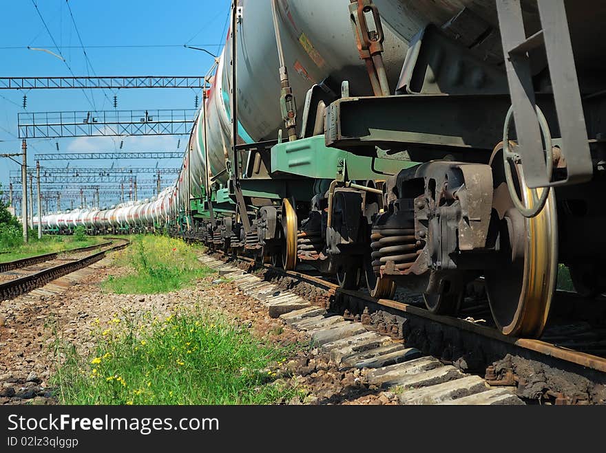 The train transports tanks with oil and fuel