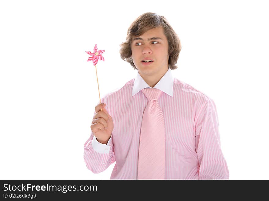 Teenager in suit with ties with weather vane