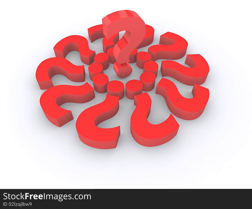 3D red isolated question marks