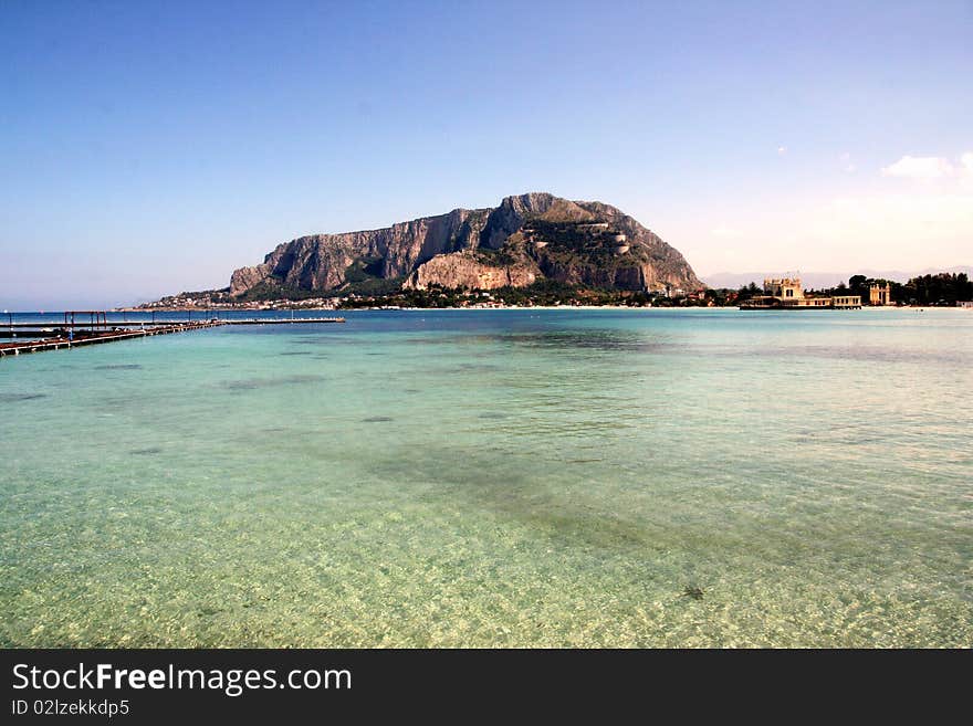 Sea water surface mount & beach seascape. Sicily