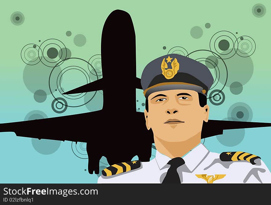 Image of a pilot who is flying his aircraft. Image of a pilot who is flying his aircraft