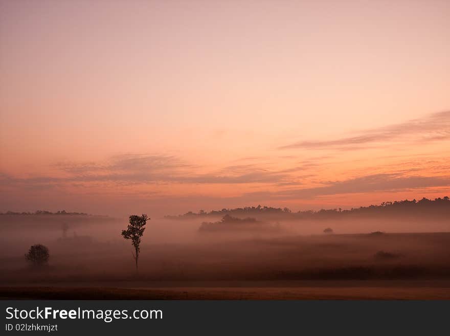 Color of sunrise at viewpoint in national park image