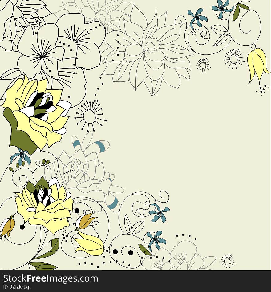 Romantic background with flowers. Universal template for greeting card, web page, background