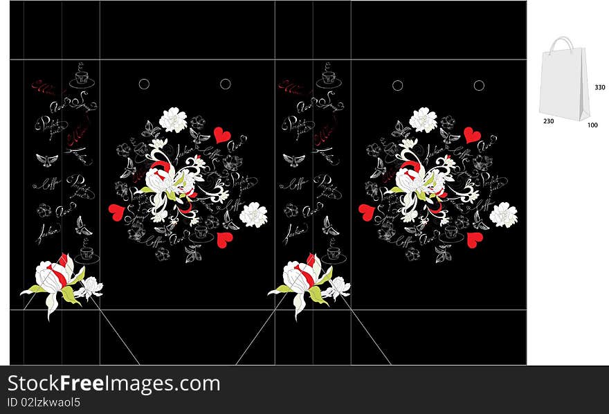 Template for bag design. Universal template for greeting card, web page, background