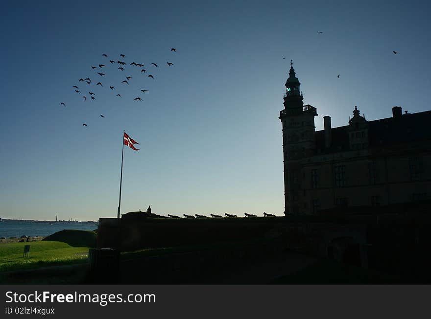 Kronborg castle in sunrise